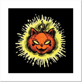 Pumpkin cat Posters and Art